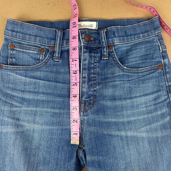 Madewell Cali Demi-Boot Distressed Hem Jeans Womens 26 Blue Five Pocket Zip Fly - Picture 5 of 11